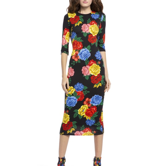 Alice + Olivia Dresses & Skirts - Alice + Olivia Delora fitted midi floral dress in Camellia Bouquet